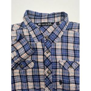 Travis Matthew Mens Large Plaid Button Down Flannel Long Sleeve Blue‎ Red Shirt